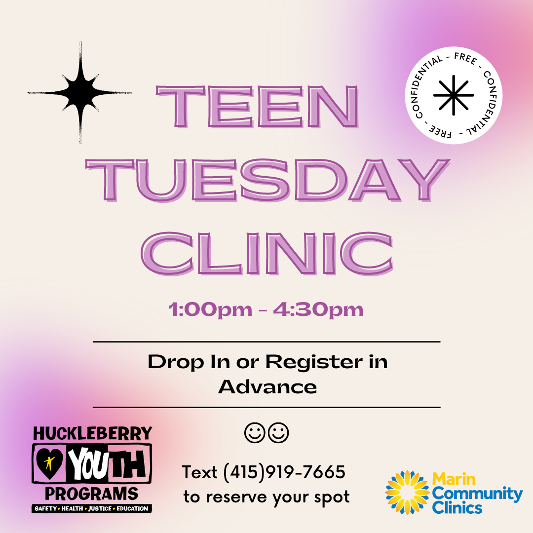 Slide through the images for a list of what Teen Tuesday Clinic offers (in English & Spanish!). 